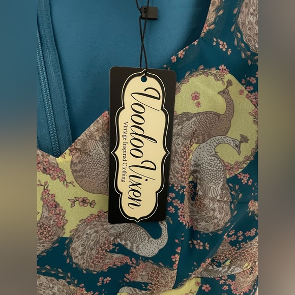 New with tags voodoo vixen teal peacock dress - Picture 11 of 16